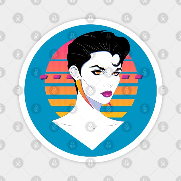 Retro Nagel Style Cyberpunk Portrait Magnet by OldSalt